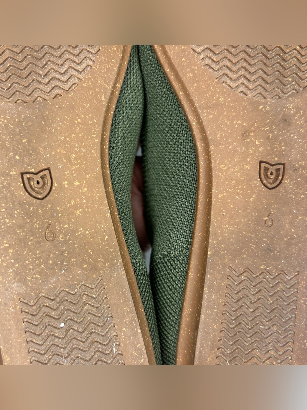 Rothy's Olive/Army Green the Daily Ballet Flat with Blue Trim - Picture 7 of 9